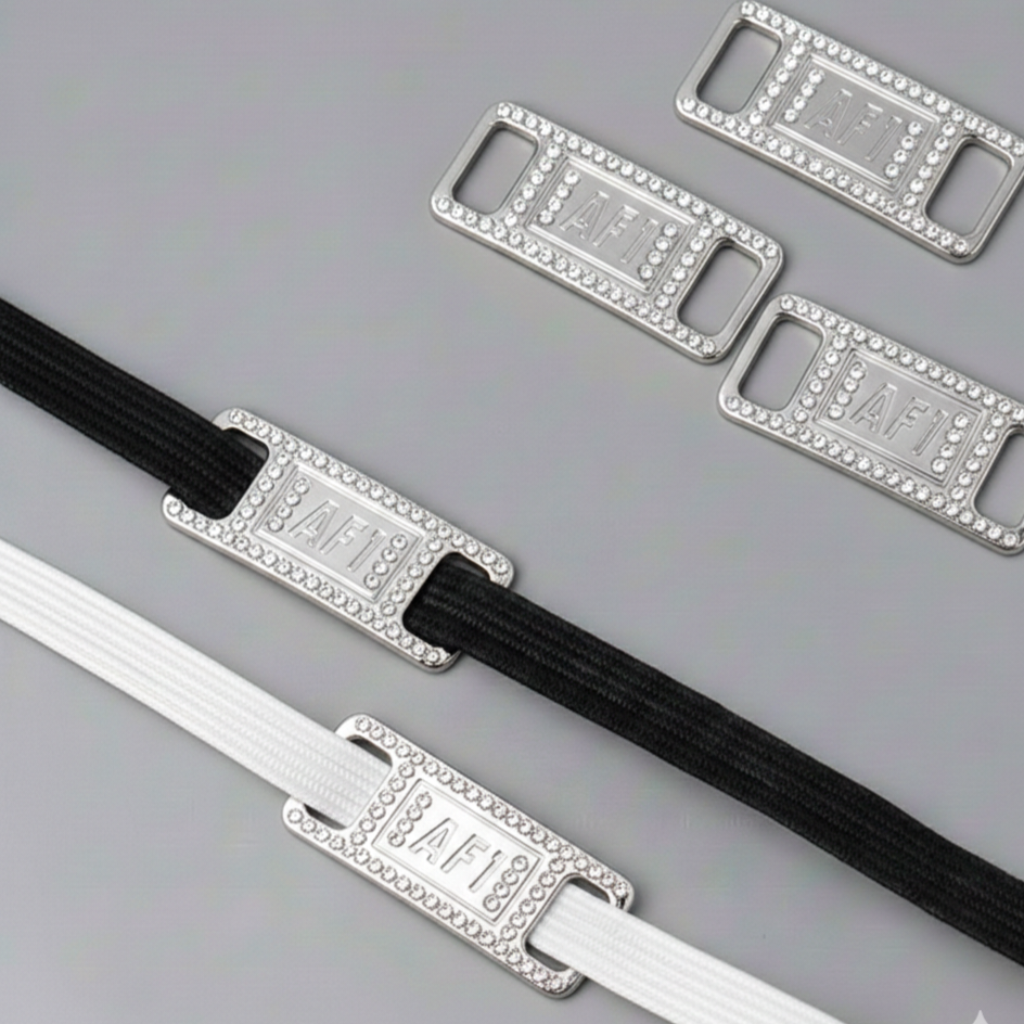 Lace Tags AF1 silber Strass