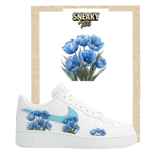 Sneakerfolien für Custom Sneaker Nike Air force 1 und Jordan Blaue Blume