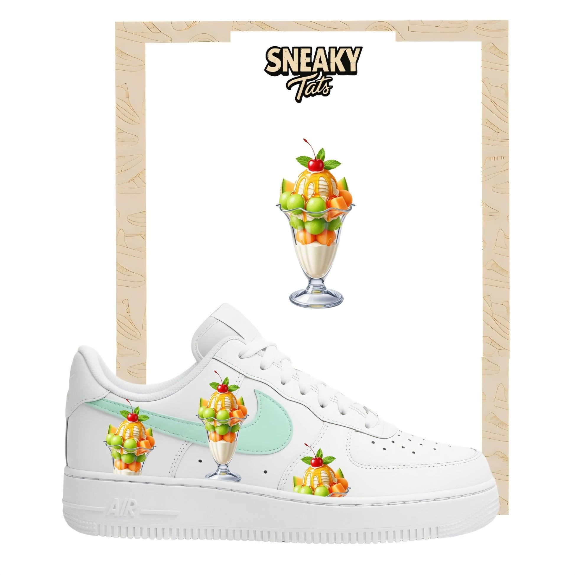 Bügelfolien für Nike Air force 1 und Jordan Eisbecher mit Melone
