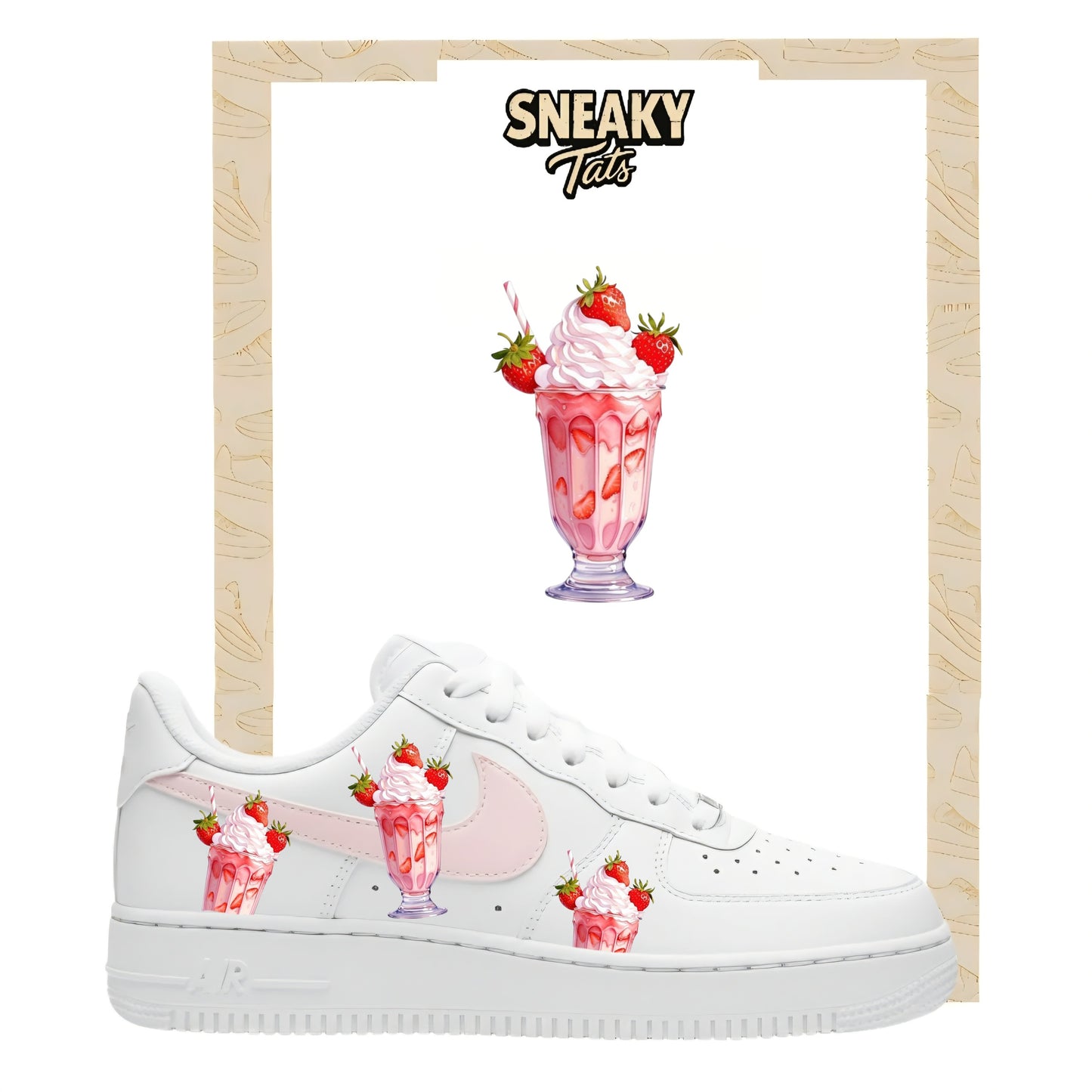 Bügelfolien für Nike Air force 1 und Jordan Eisbecher Erdbeer