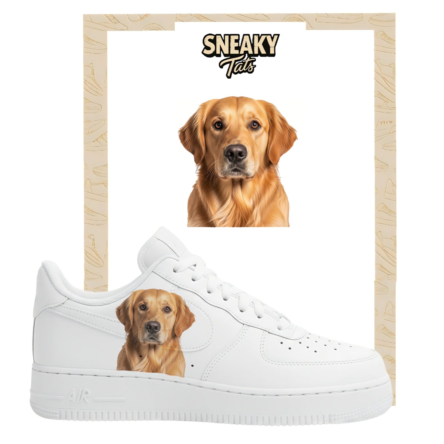 Bügelfolie für Nike Air force 1 und Jordan Golden Retriever