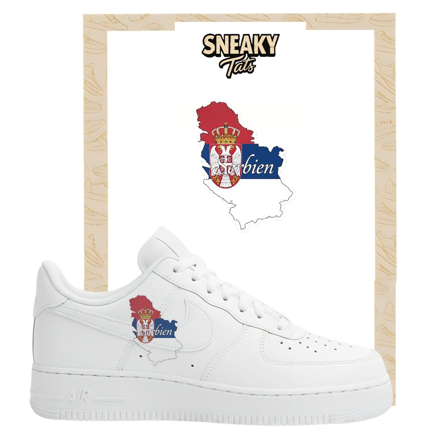 Bügelfolie für Nike Air force 1 und Jordan Landkarte Serbien