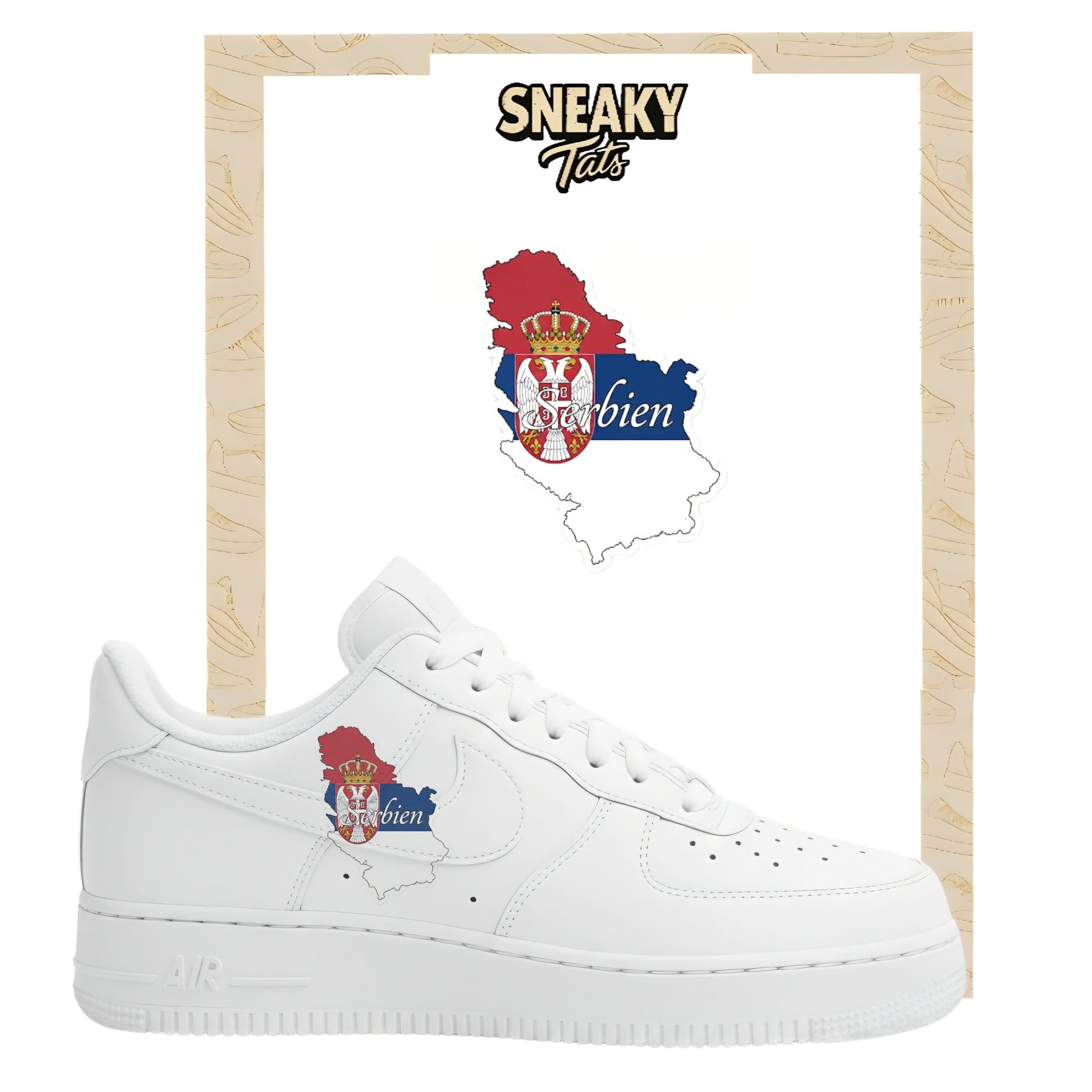 Bügelfolie für Nike Air force 1 und Jordan Landkarte Serbien