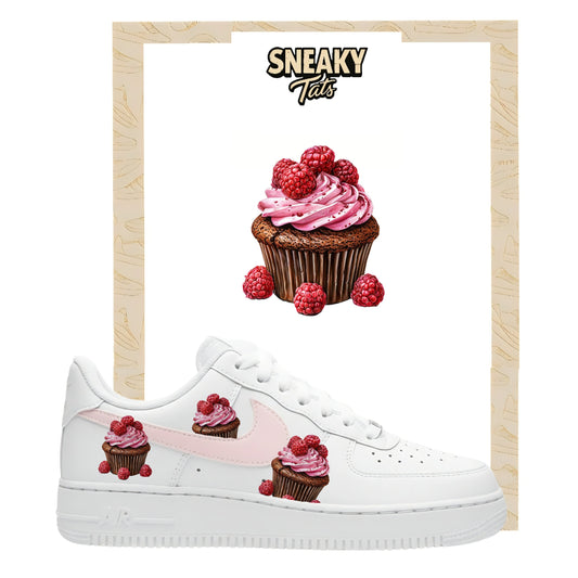 Bügelfolien für Nike Air force 1 und Jordan Muffin mit Himbeeren