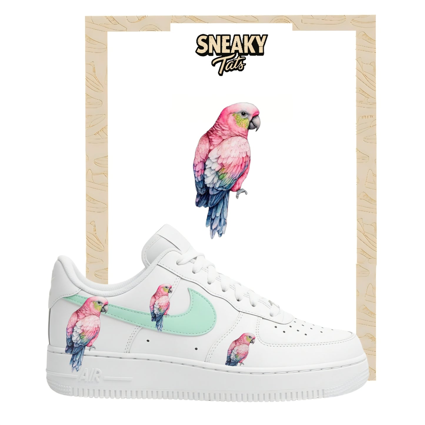 Bügelfolie für Nike Air force 1 und Jordan Papagei