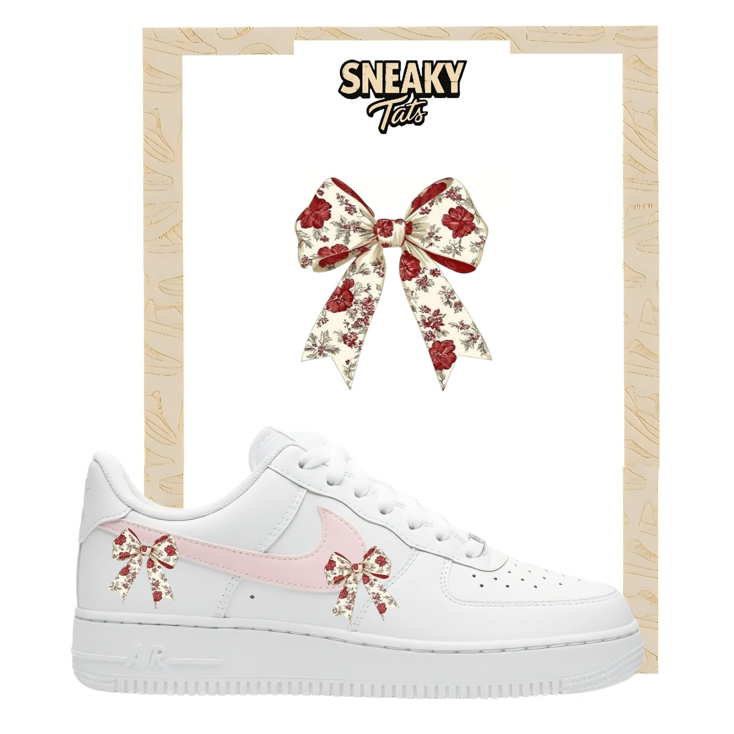 Bügelfolien für Nike Air force 1 und Jordan Schleife Blumen