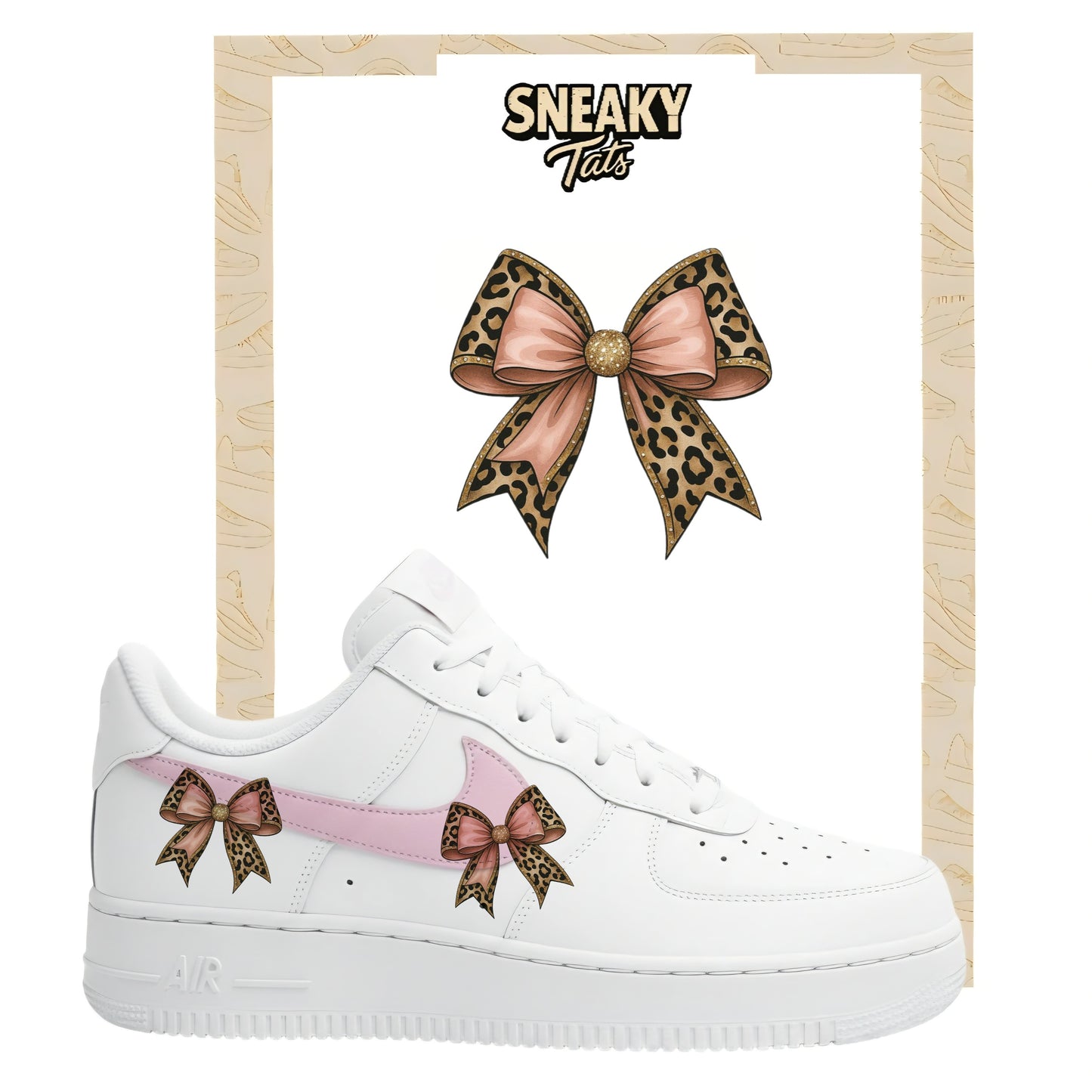 Bügelfolien für Nike Air force 1 und Jordan Schleife Tigermuster rose