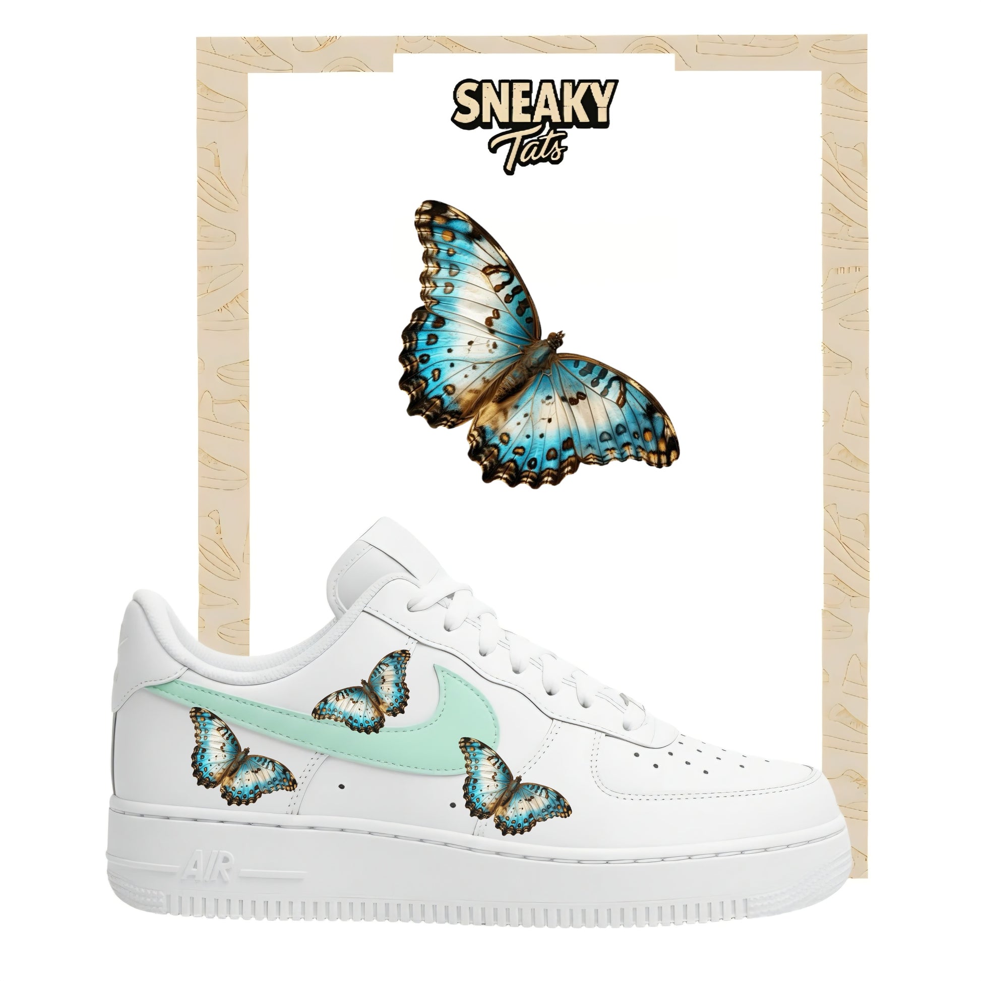 Sneakerfolien für Nike Air force 1 und Jordan Schmetterlinge blau mint
