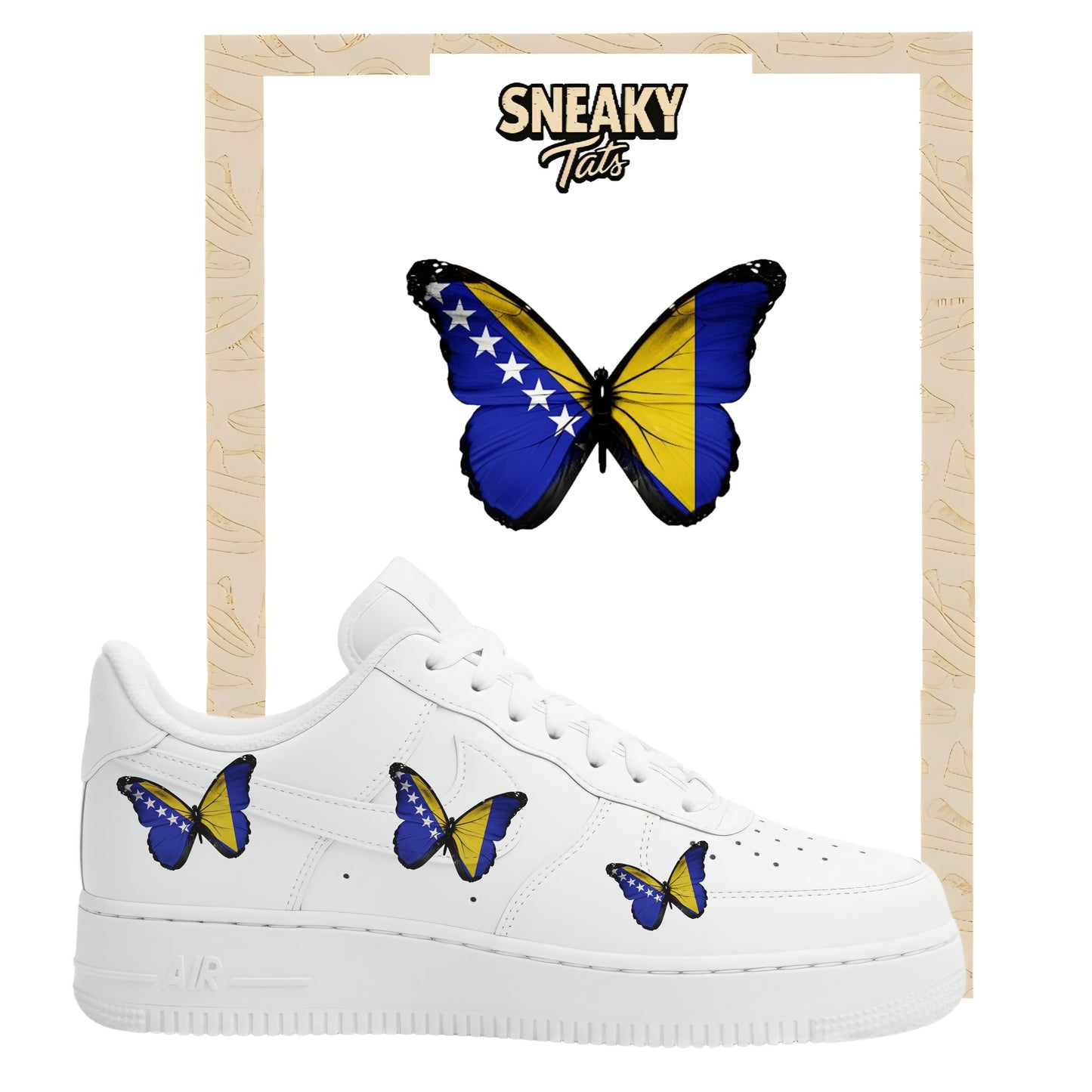 Bügelfolie für Nike Air force 1 und Jordan Schmetterlinge Bosnien