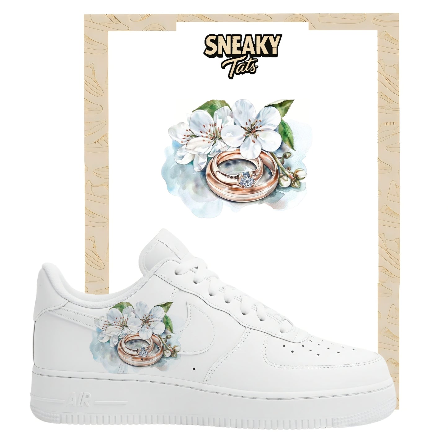Sneakerfolien für Nike Air force 1 und Jordan Schriftzug Blume mit Ring