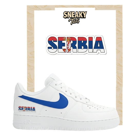 Bügelfolie für Nike Air force 1 und Jordan Schriftzug Serbia