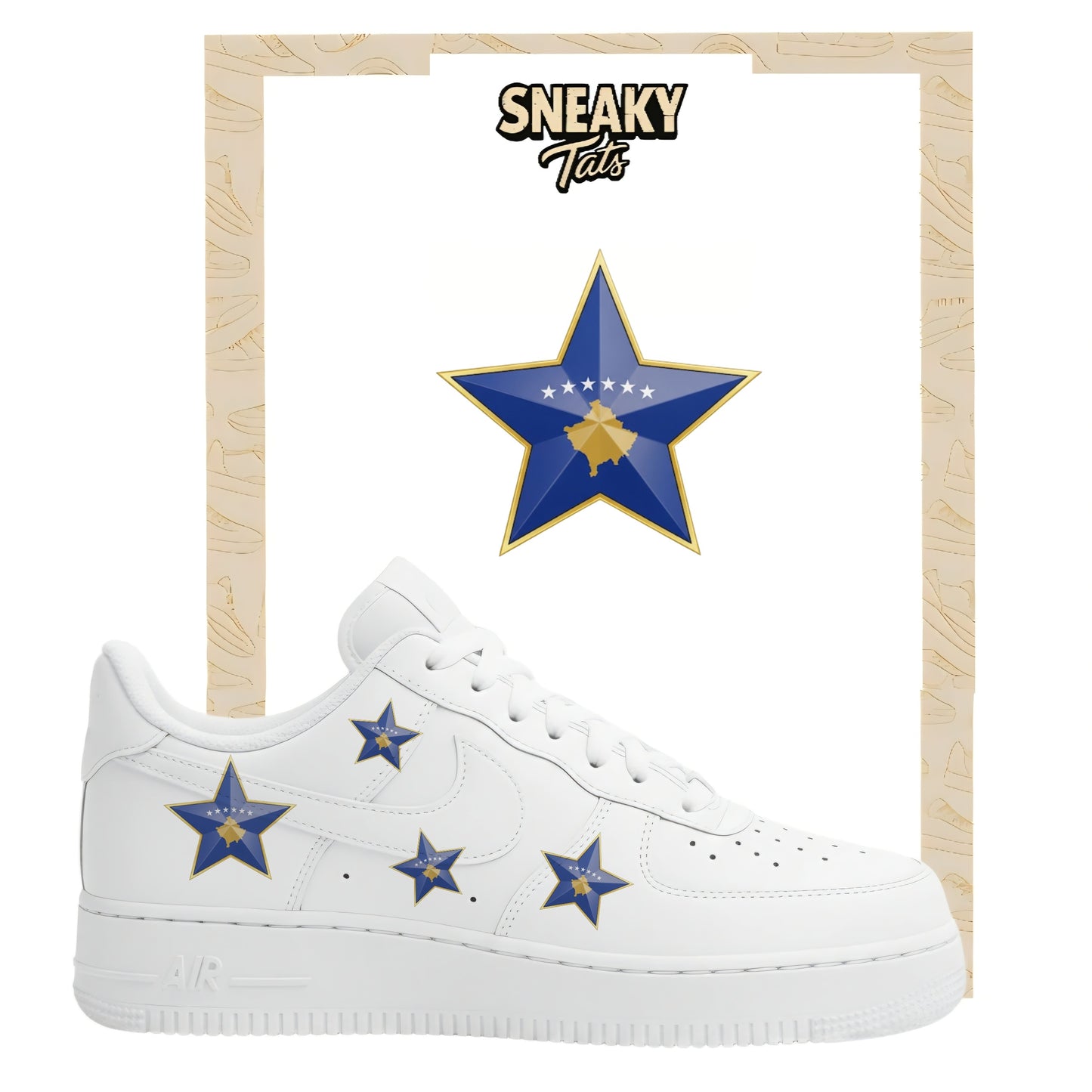 Bügelfolie für Nike Air force 1 und Jordan Stern Kosovo