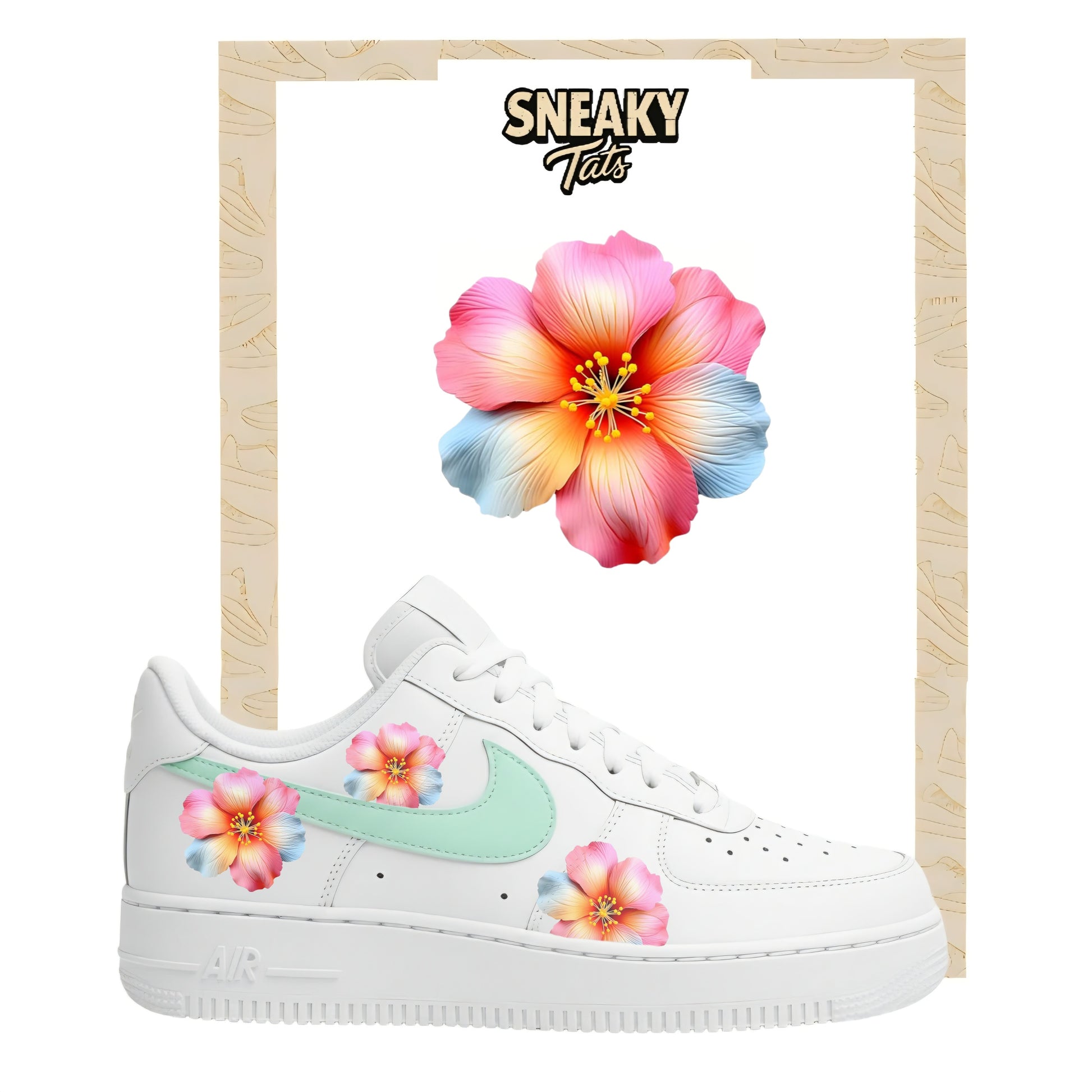 Sneakerfolien für Custom Sneaker Nike Air force 1 und Jordan bunte Blume