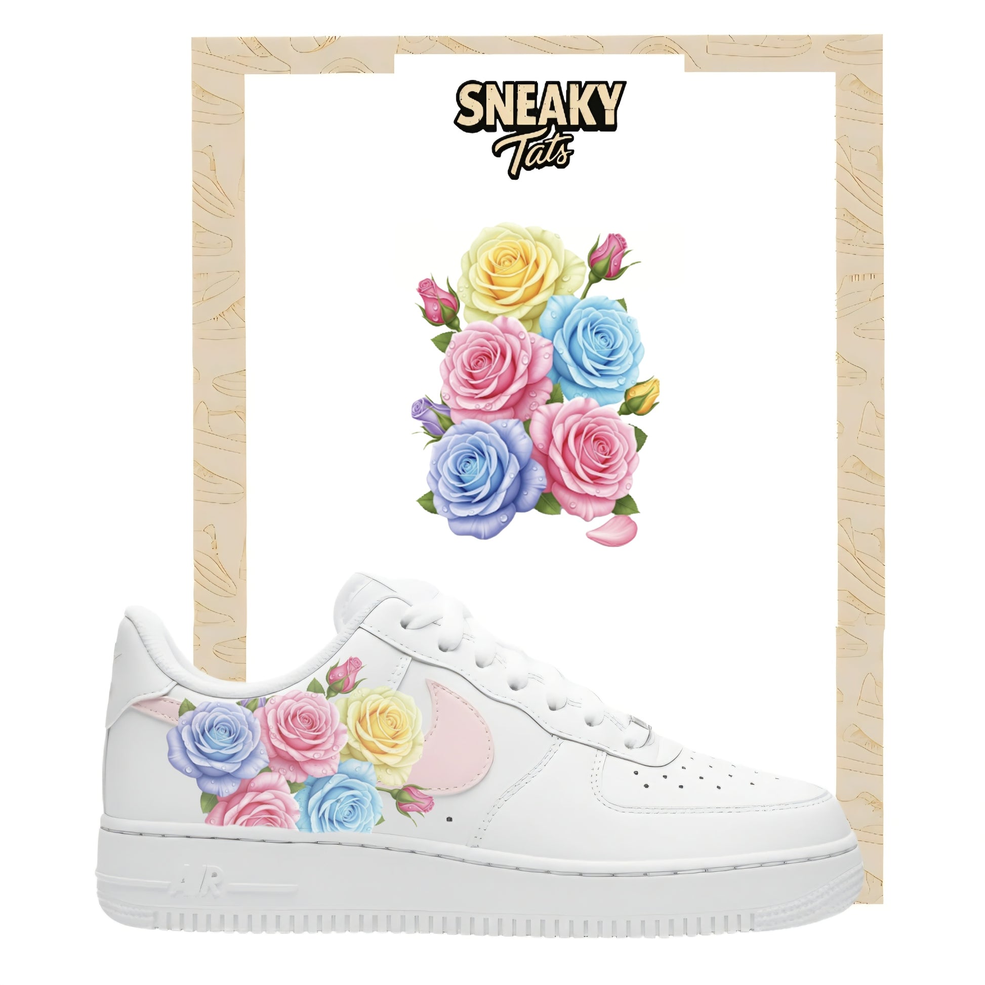 Sneakerfolien für Custom Sneaker Nike Air force 1 und Jordan bunte Rosen