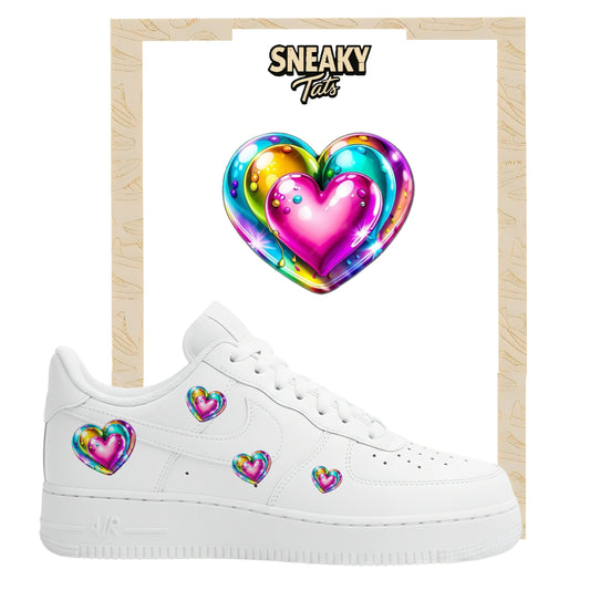 Bügelfolien für Nike Air force 1 und Jordan buntes Herz