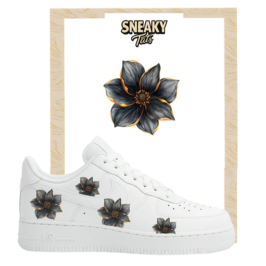 Sneakerfolien für Custom Sneaker Nike Air force 1 und Jordan schwarze Blumen