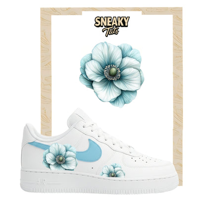 Sneakerfolien für Custom Sneaker Nike Air force 1 und Jordan türkis Blumen