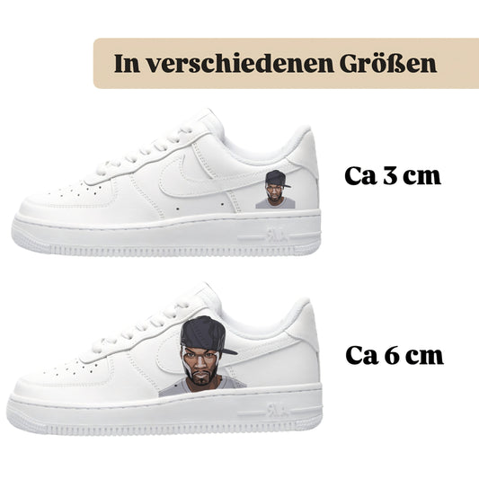 Bügelbilder für mehrere Sneakerarten Nike Puma Adidas Badelatschen Design 50 Cent
