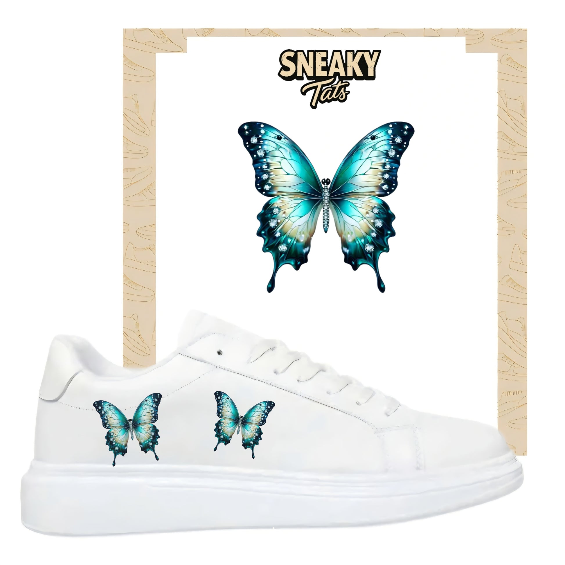Bügelbild für Schuhe zum selber personalisieren custom Sneaker Schmetterling