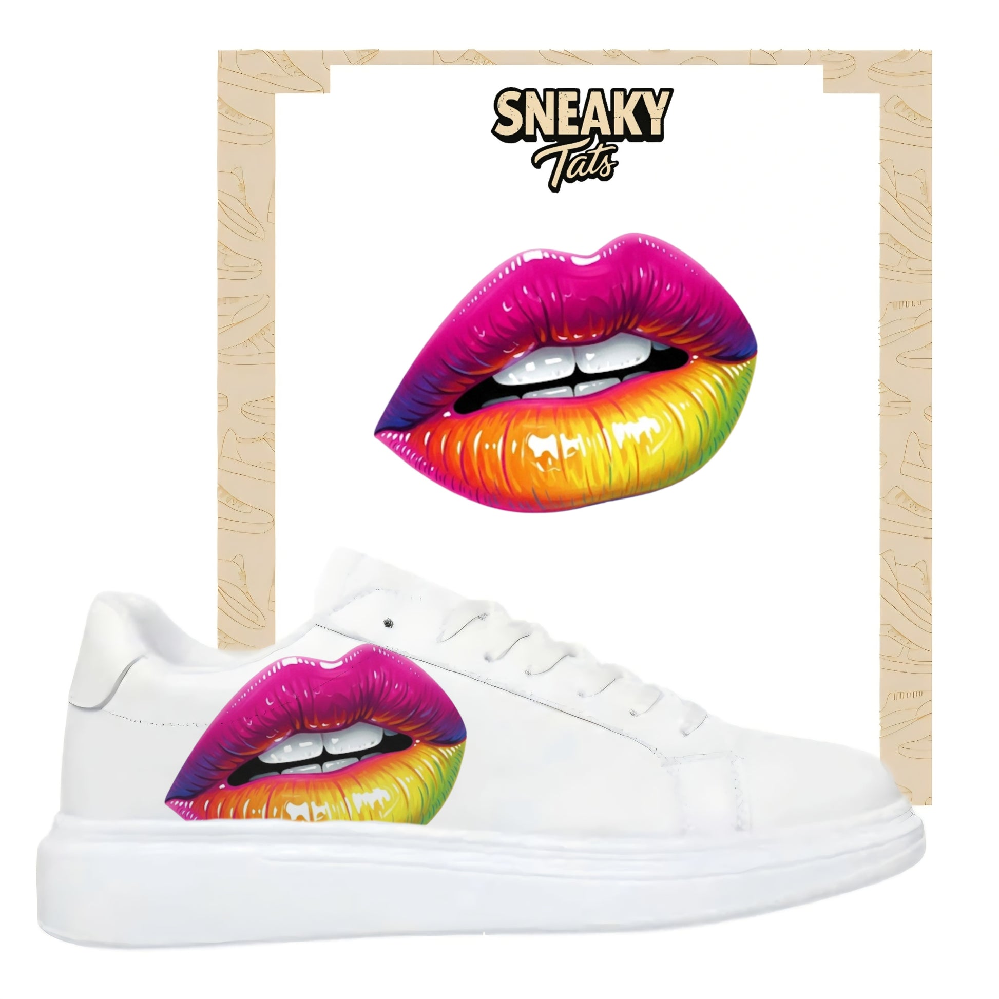 Bügelbild für alle Schuhe zum selber gestalten custom Sneaker Lippen