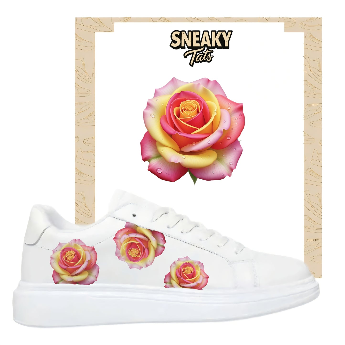 Rosen Flowers bunt Bügelbild zum Selbstgestalten für verschiedene Schuhe