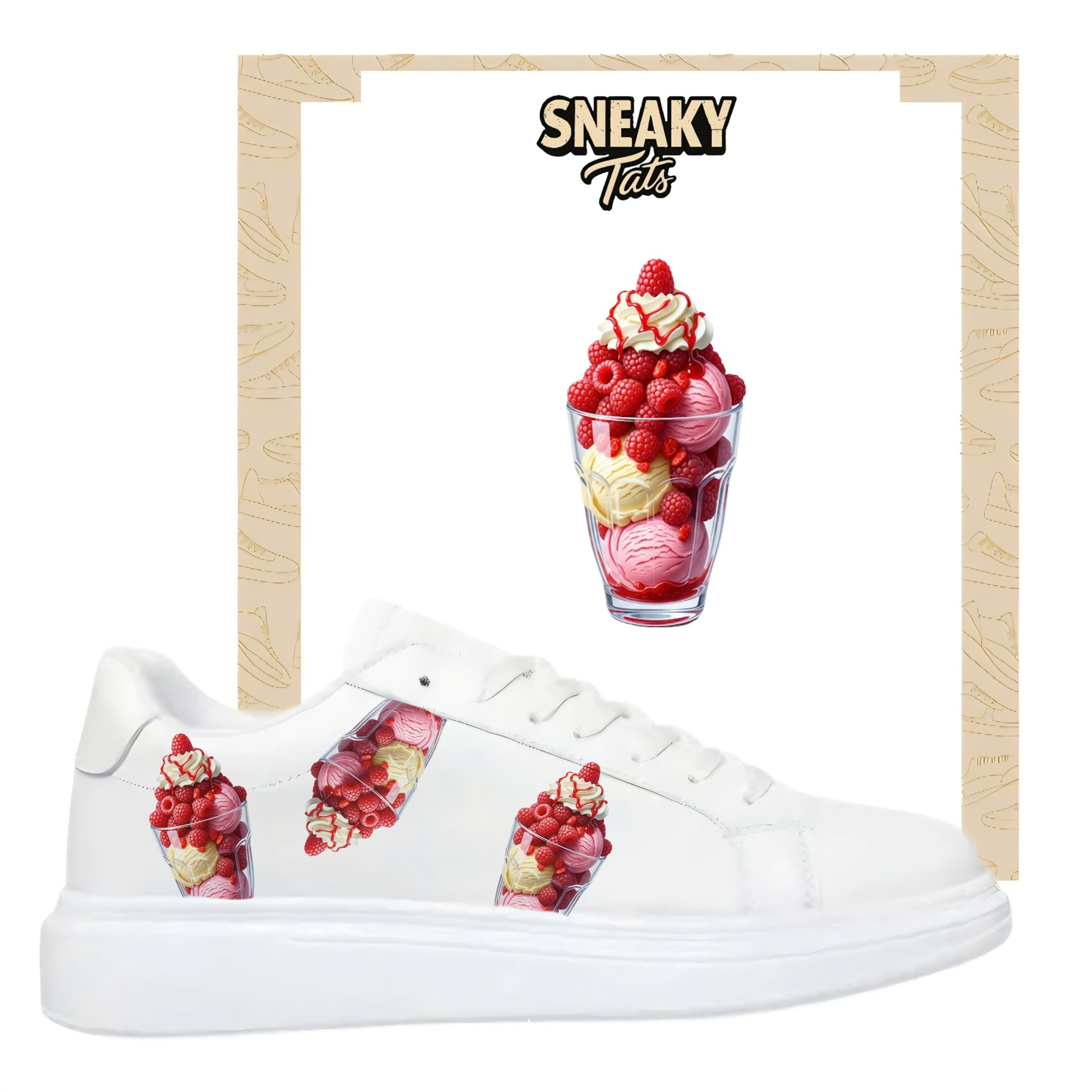 Eisbecher mit Himbeeren Bügelfolie für deine sneaker von sneakytats