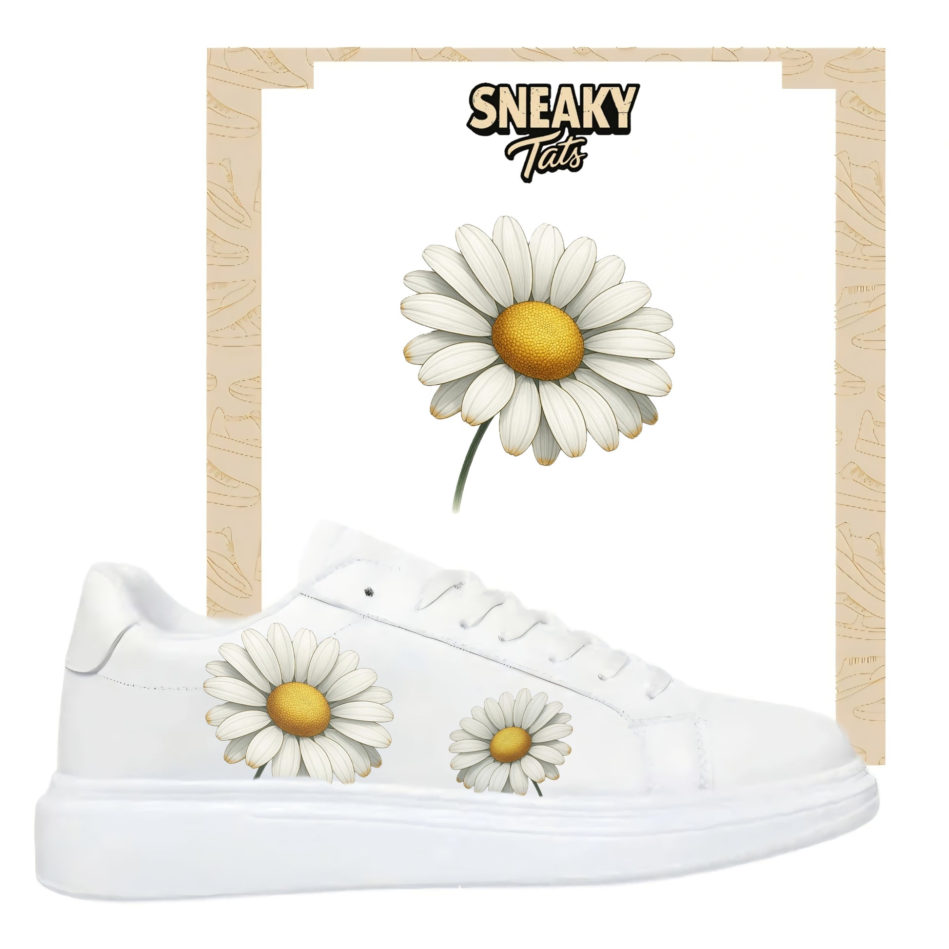 Bügelfolie für alle Schuhe zum personalisieren custom Sneaker Gänseblümchen