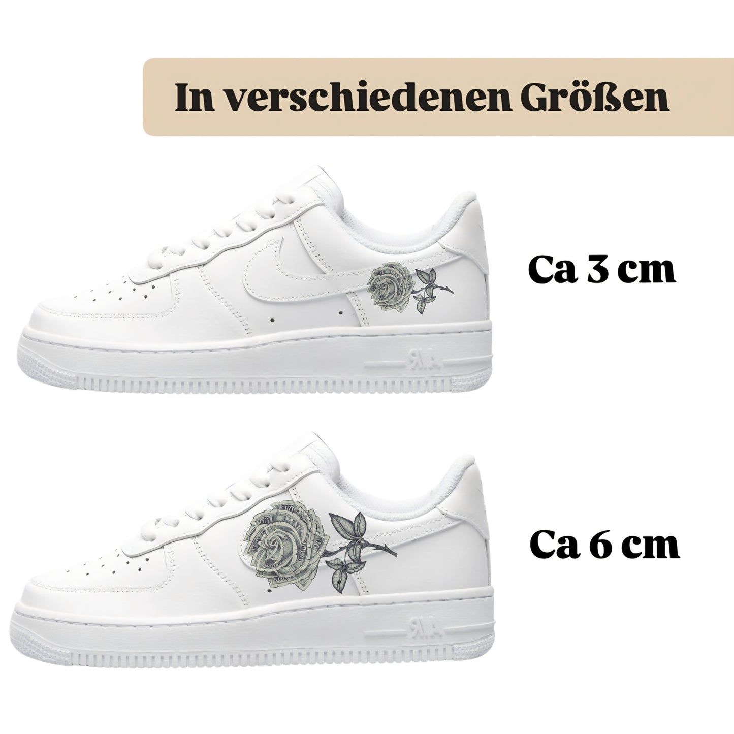 Sneakerfolien für verschiedene SchuheNike Adidas Puma Geld Rose