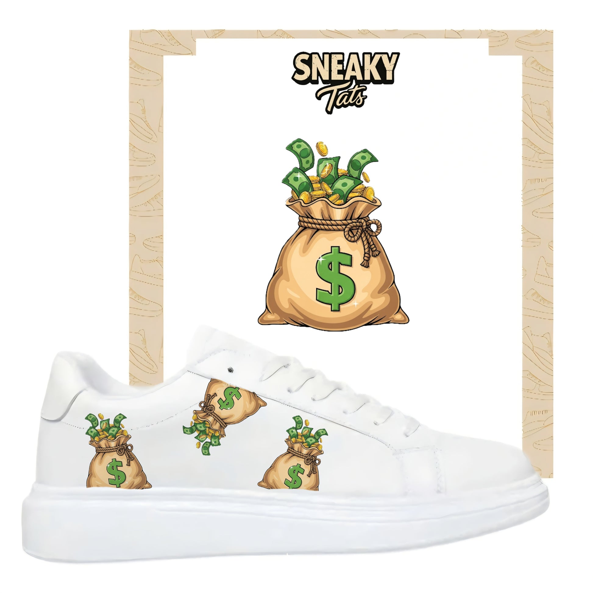 Hype Money Dollars Bügelbild zum Selbstgestalten für alle Sneaker 