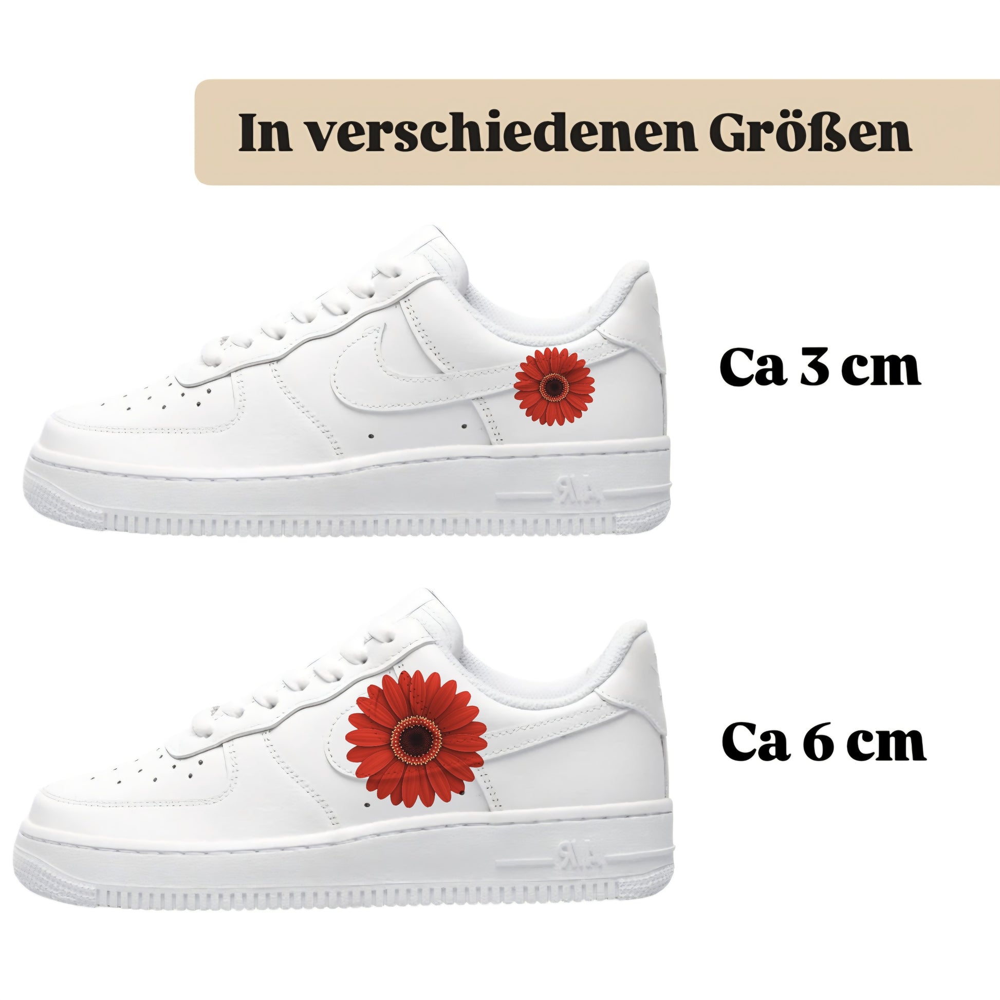Bügelfolien für alle Schuhe zum selber personalisieren custom Sneaker Gerbera