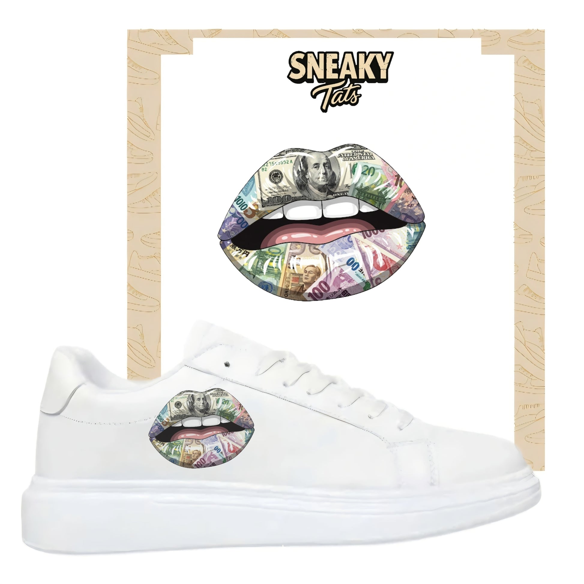 Lips Lippen Geld Money Bügelbild für deine Schuhe von sneakytats