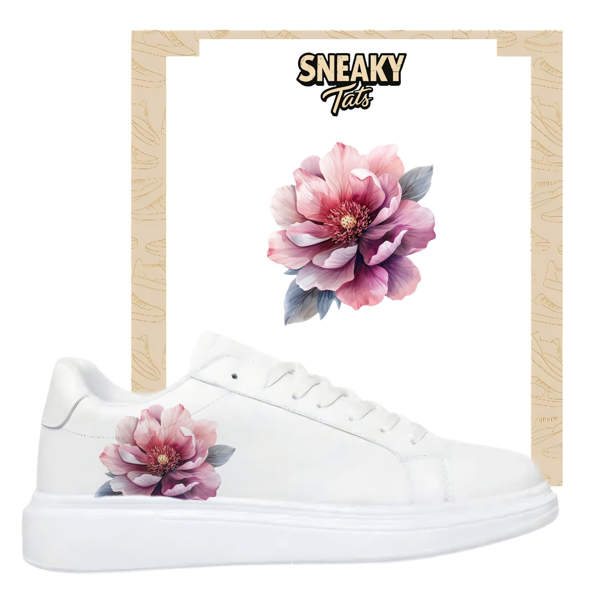Bügelbild für Schuhe zum selber personalisieren custom Sneaker Blume