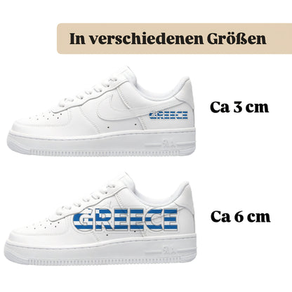 Personalisierte Sneaker mit Schriftzug Greece einfach zum aufbügeln für alle Schuhe