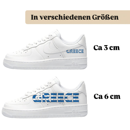 Personalisierte Sneaker mit Schriftzug Greece einfach zum aufbügeln für alle Schuhe