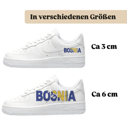 Personalisierte Sneaker mit Schriftzug Bosnia einfach zum aufbügeln für alle Schuhe
