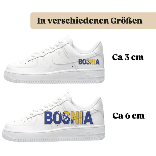 Personalisierte Sneaker mit Schriftzug Bosnia einfach zum aufbügeln für alle Schuhe