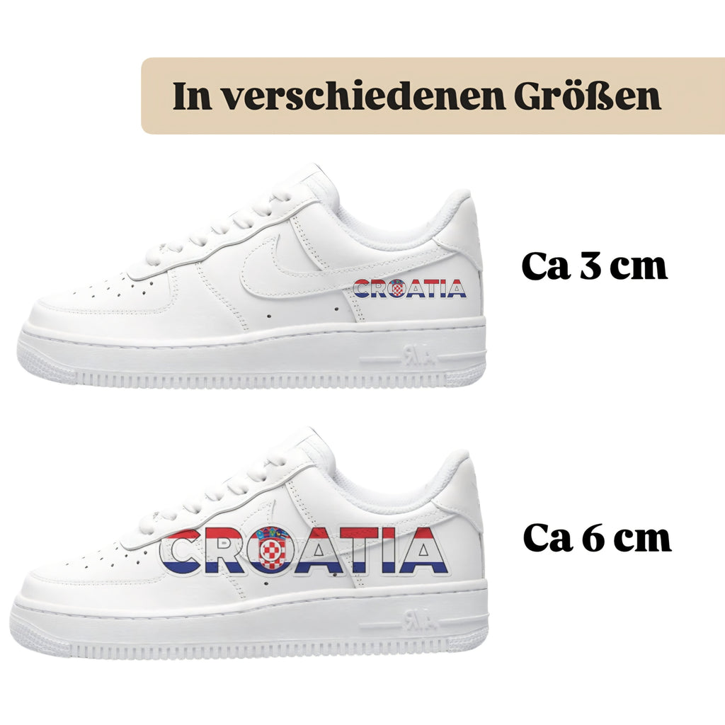 Personalisierte Sneaker mit Schriftzug Croatia einfach zum aufbügeln für alle Schuhe