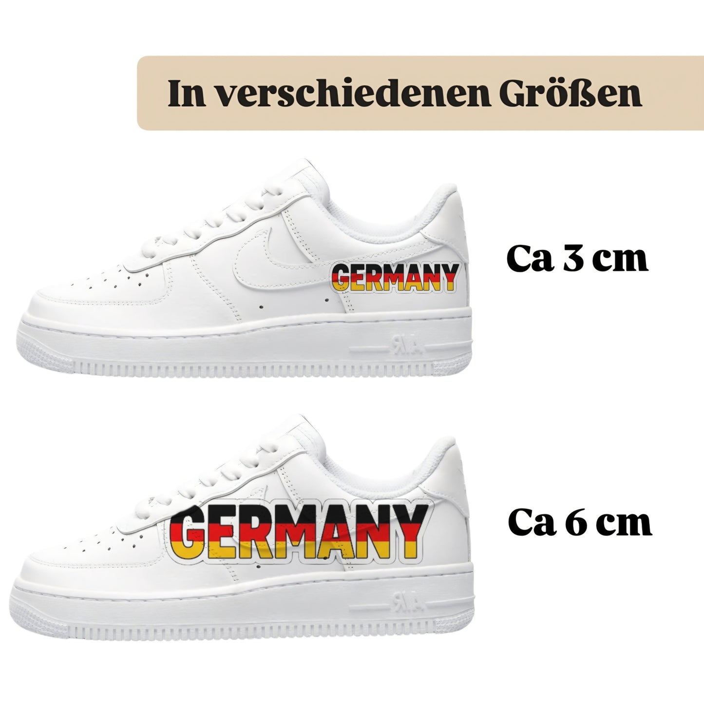 Personalisierte Sneaker mit Schriftzug Germany einfach zum aufbügeln für alle Schuhe