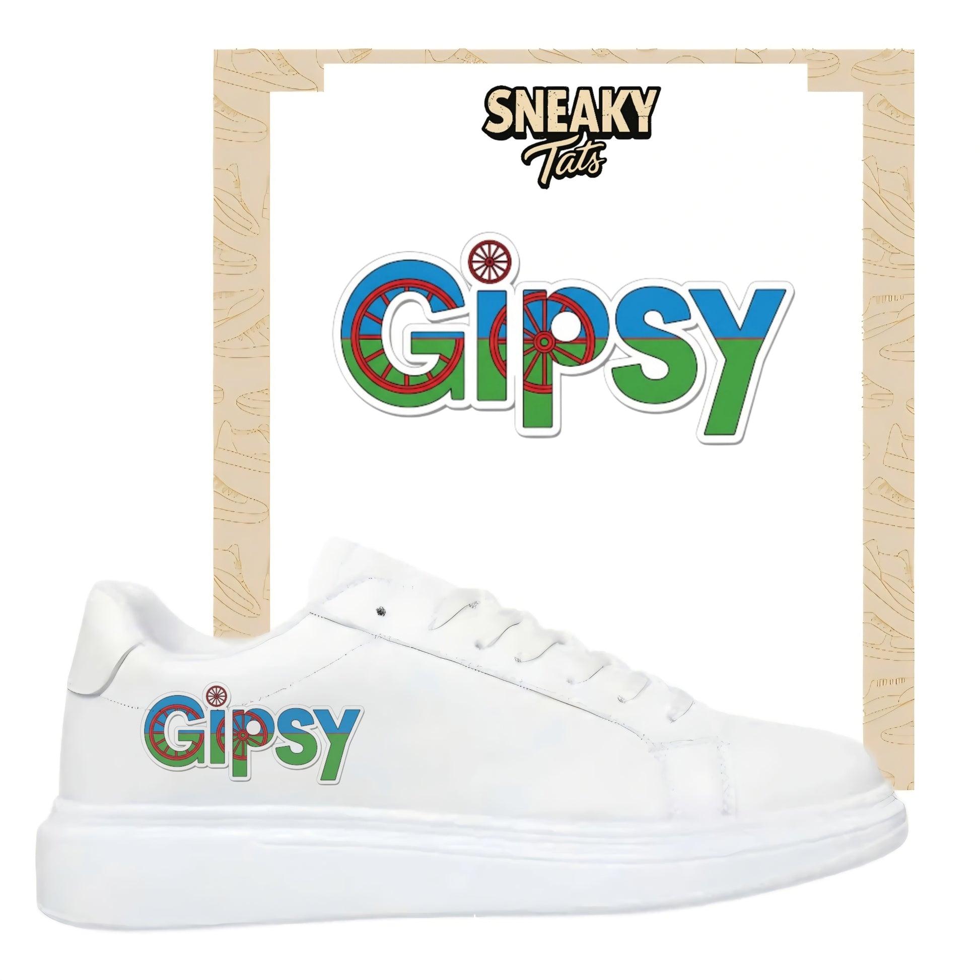Personalisierte Sneaker mit Schriftzug Gipsy einfach zum aufbügeln für alle Schuhe