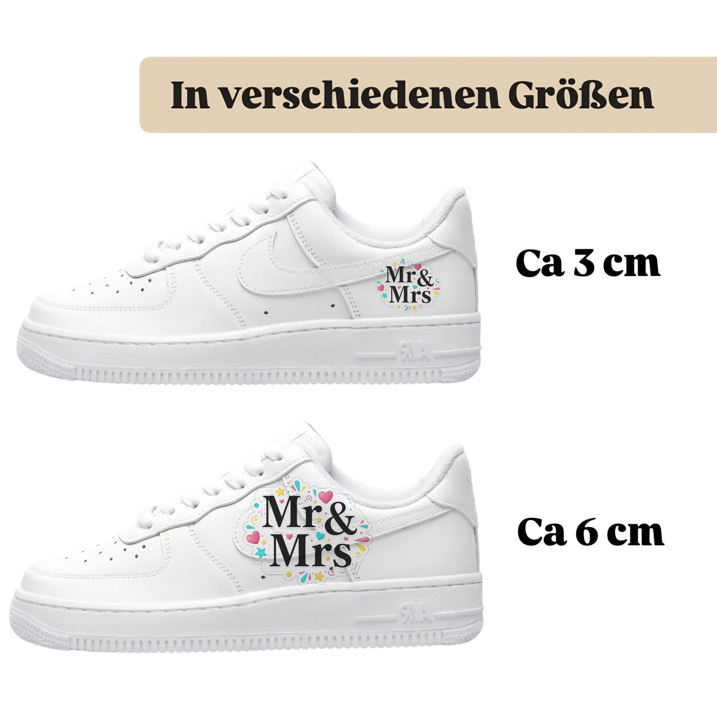 Bügelbild für alle Schuhe zum selber gestalten custom Sneaker wedding Hochzeit