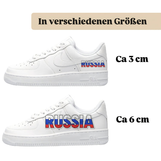 Personalisierte Sneaker mit Schriftzug Russia einfach zum aufbügeln für alle Schuhe