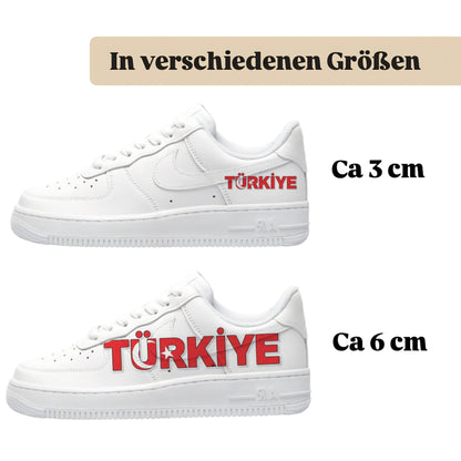 Personalisierte Sneaker mit Schriftzug Türkiye einfach zum aufbügeln für alle Schuhe