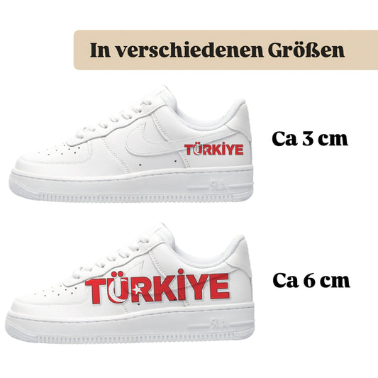 Personalisierte Sneaker mit Schriftzug Türkiye einfach zum aufbügeln für alle Schuhe