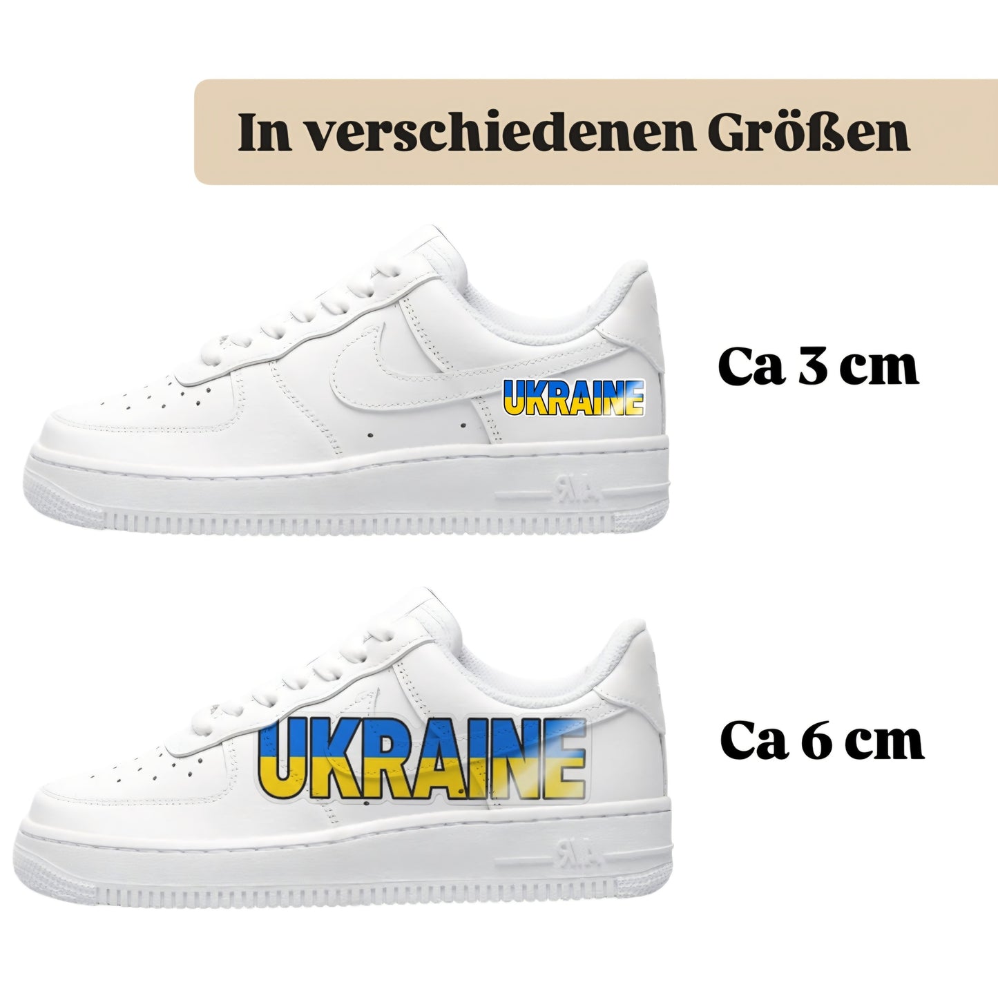 Personalisierte Sneaker mit Schriftzug Ukraine einfach zum aufbügeln für alle Schuhe
