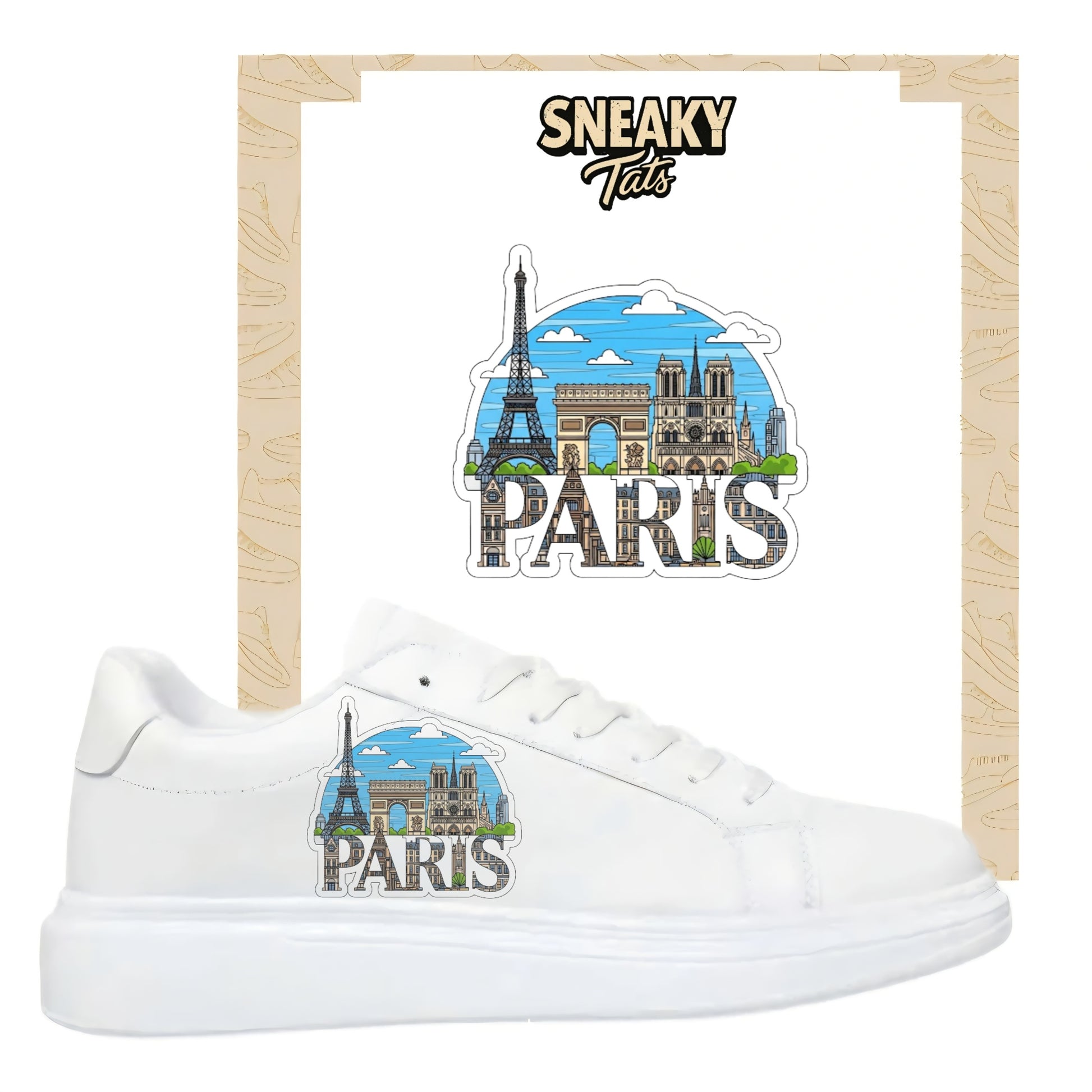 Mit den Skyline Paris Sneakytats personalisierst du deine eigenen Sneaker 