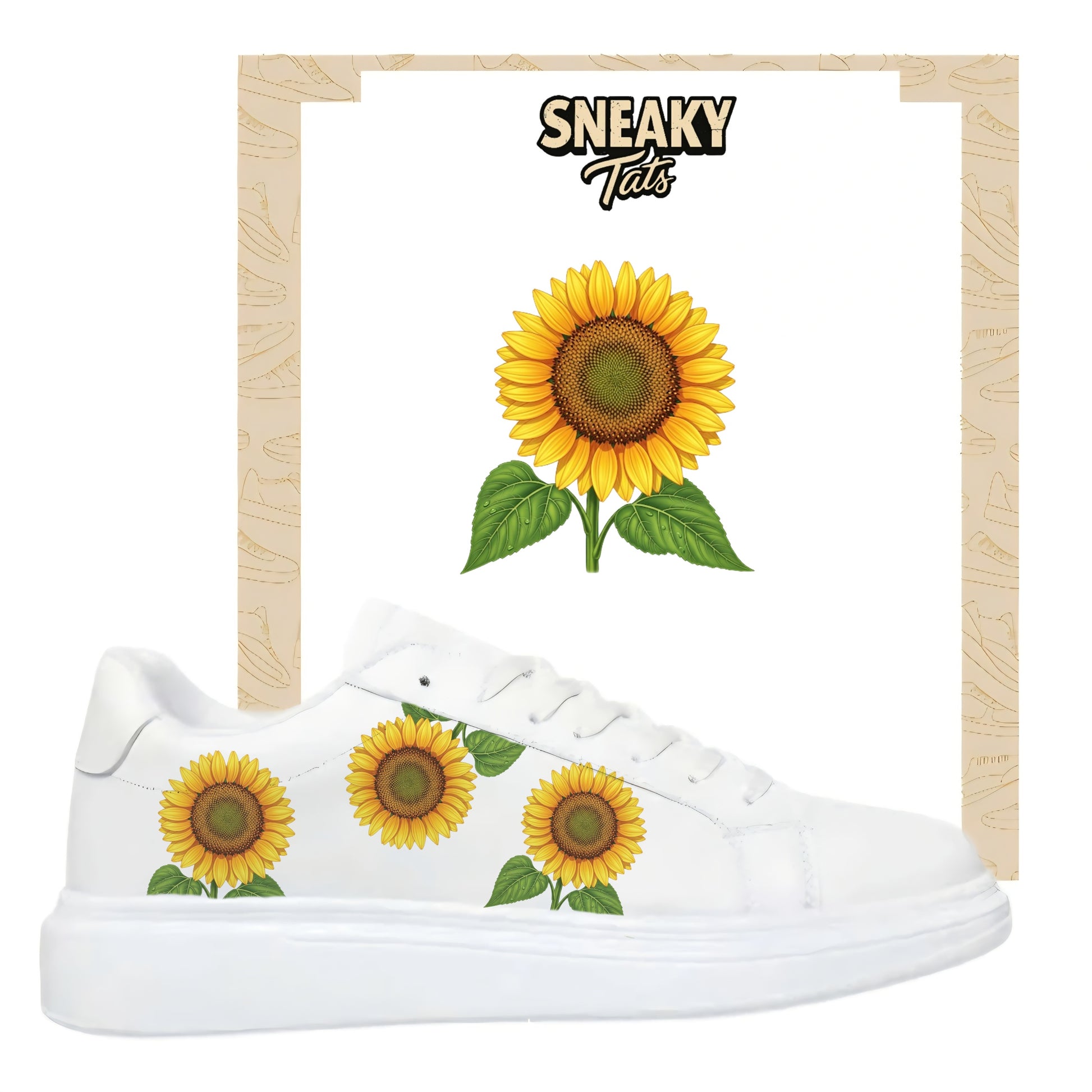 Bügelbild für Schuhe zum selber personalisieren custom Sneaker Sonnenblume