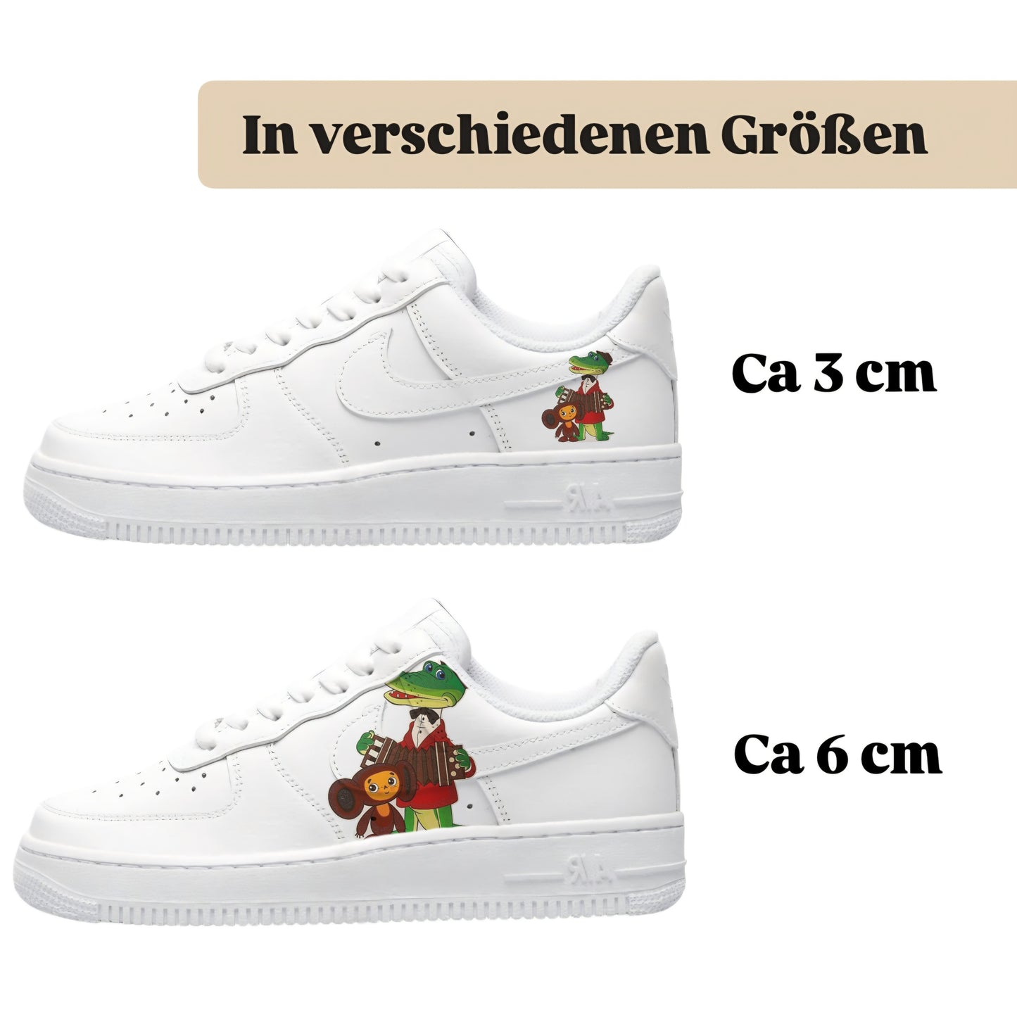 Bügelbilder für mehrere Sneakerarten Tscheburaschka