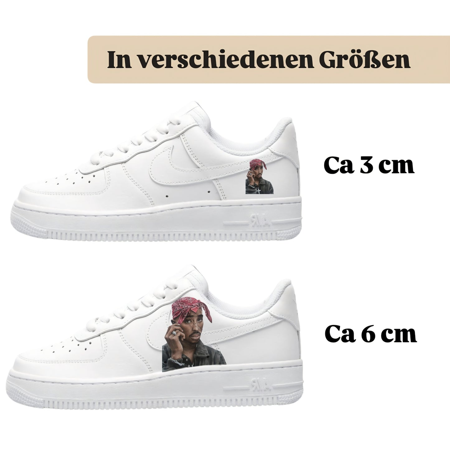 Bügelbilder für mehrere Sneakerarten Tupac