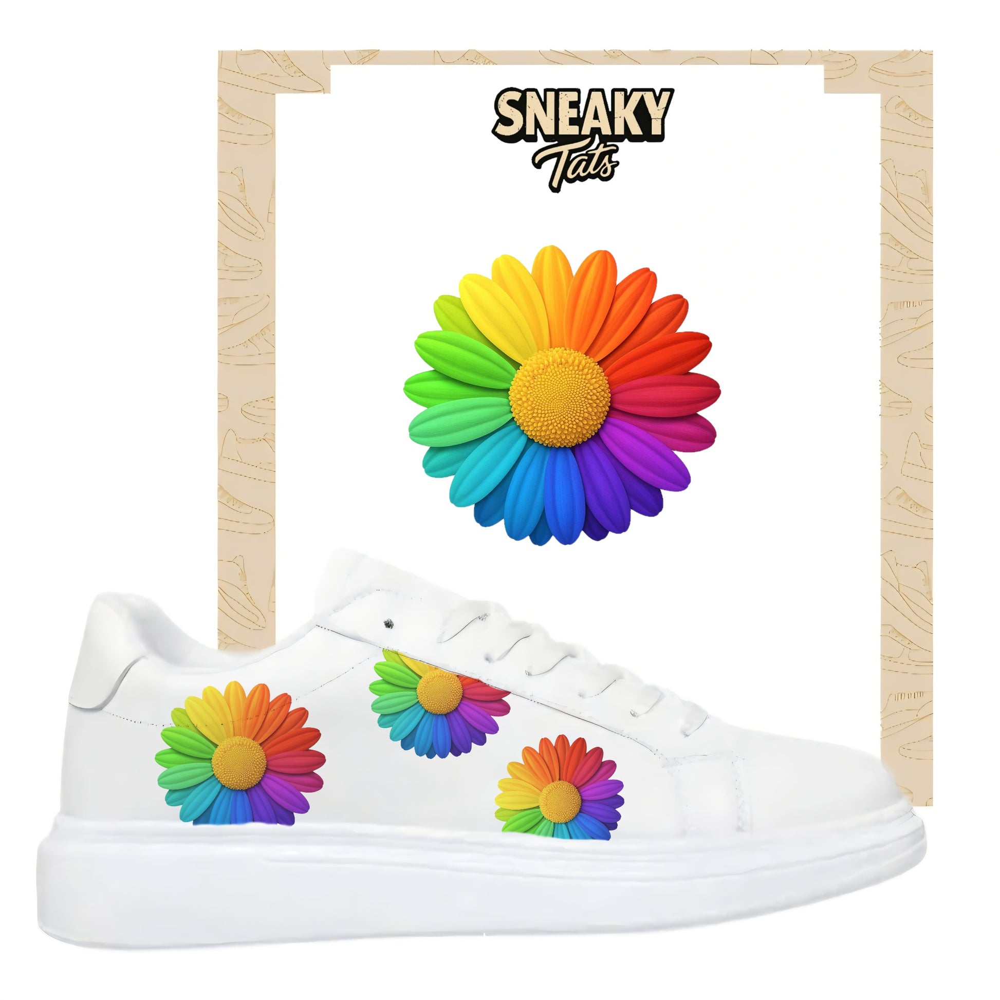 Bügelfolien für alle Schuhe zum selber personalisieren custom Sneaker bunte Blumen