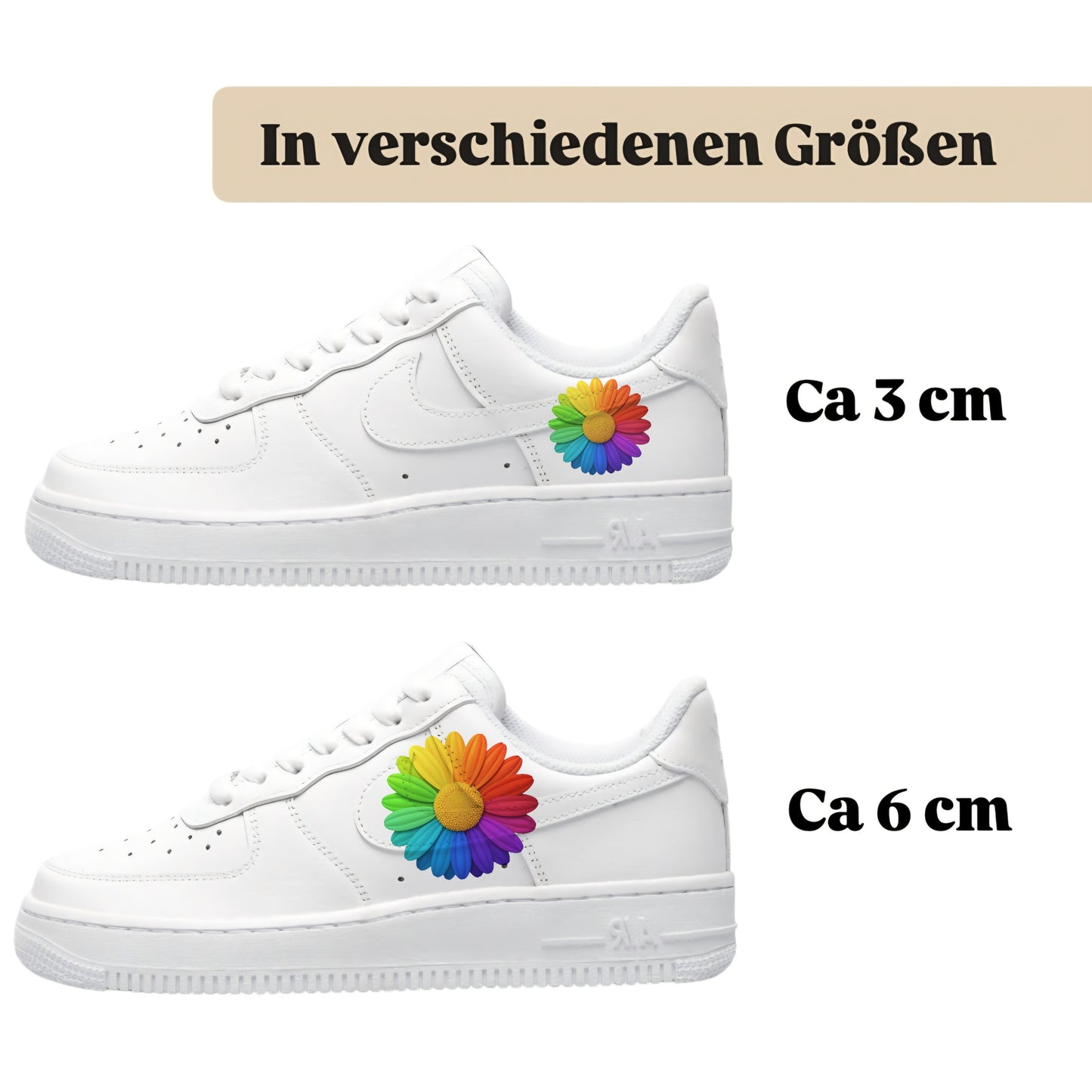 Bügelfolien für alle Schuhe zum selber personalisieren custom Sneaker bunte Blumen